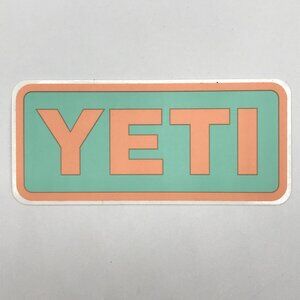 YETI Peach Over Teal Logo 4" X 1.75" Decal Sticker